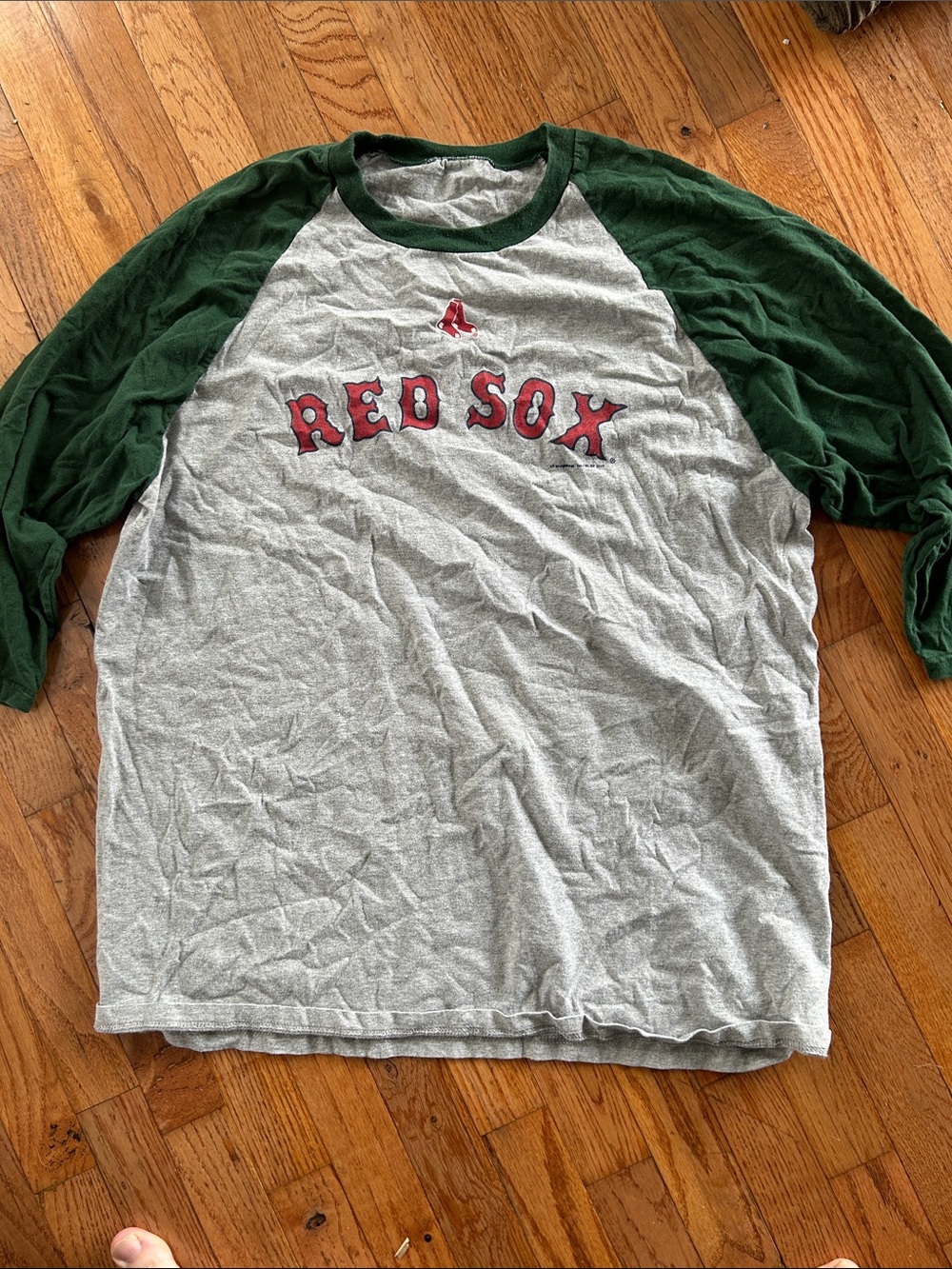 Red Sox Raglan Tee with Green Sleeves